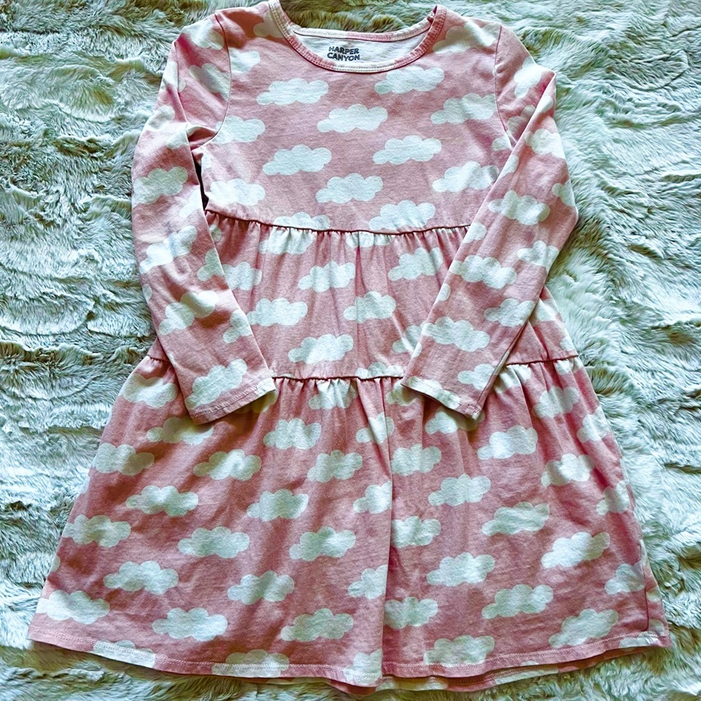 Harper Canyon Girls Pink Cloud Pattern Dress, size 7